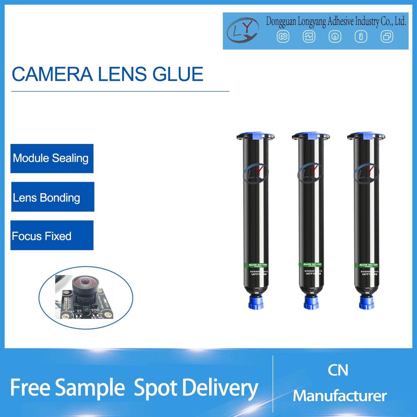 Camera lens UV adhesive